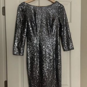 Adrianna Papell Sequin Dress Silver Size 2